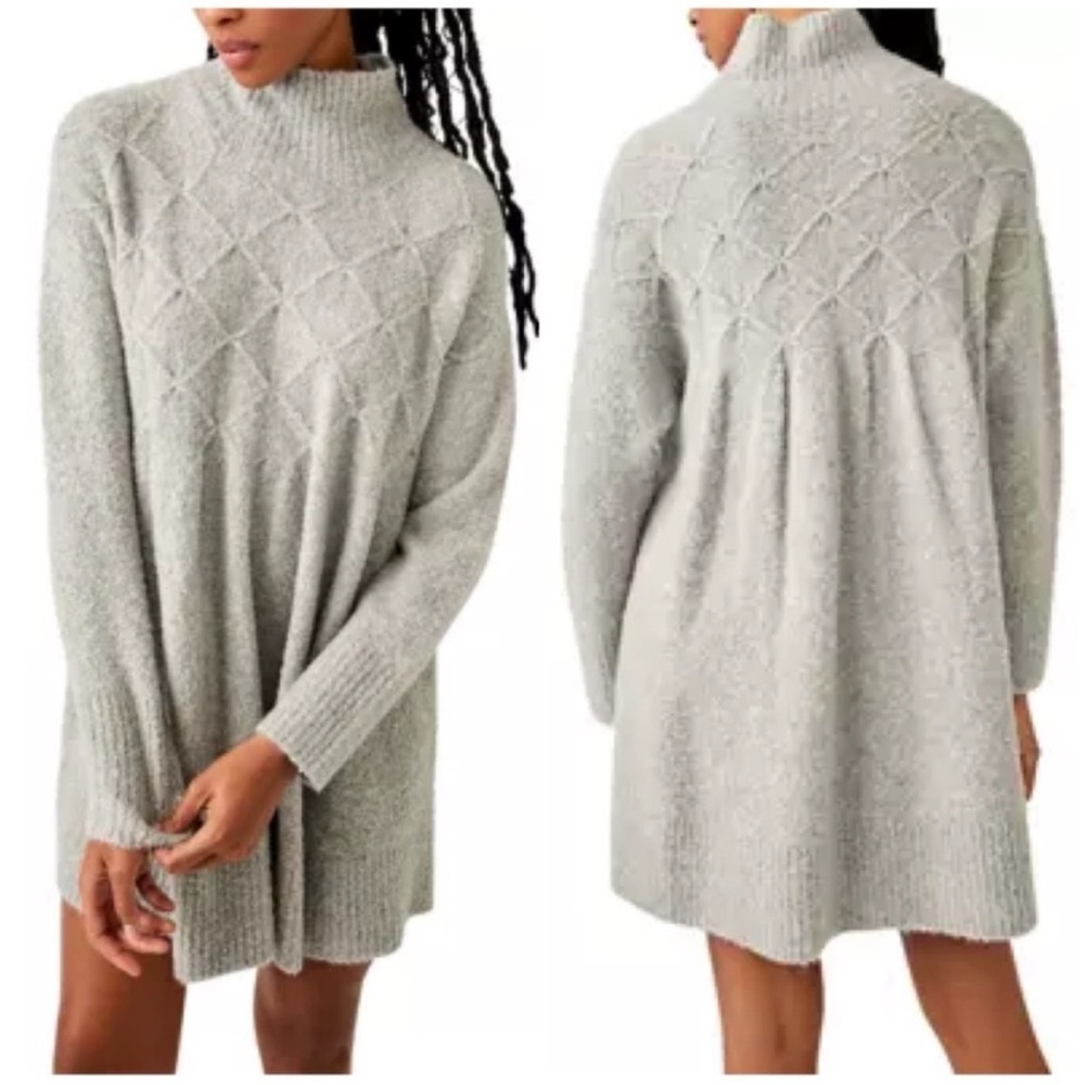 Free People heather Gray Jaci Turtleneck Sweater Dress